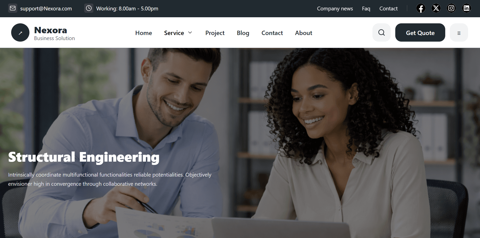 Free Modern React Business Template (Nexora) – Component-Based, Tailwind CSS, SEO-Ready